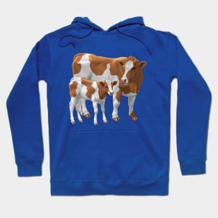 Guernsey Cow and Cute Calf Hoodie